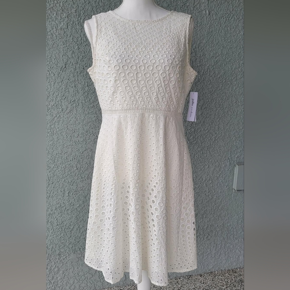 Julia Jordan White Eyelet Dress Sleeveless Fit & Flare Women’s Size 6 - Picture 2 of 10